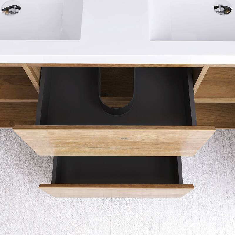 Floating Bathroom Vanity with Integrated Resin Top