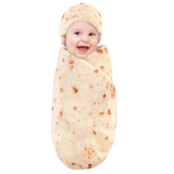 slide 1 of 1, Hudson Baby Infant Plush Food Burrito or Pizza Blanket and Cap, Burrito, One Size - One Size One Size - Burrito