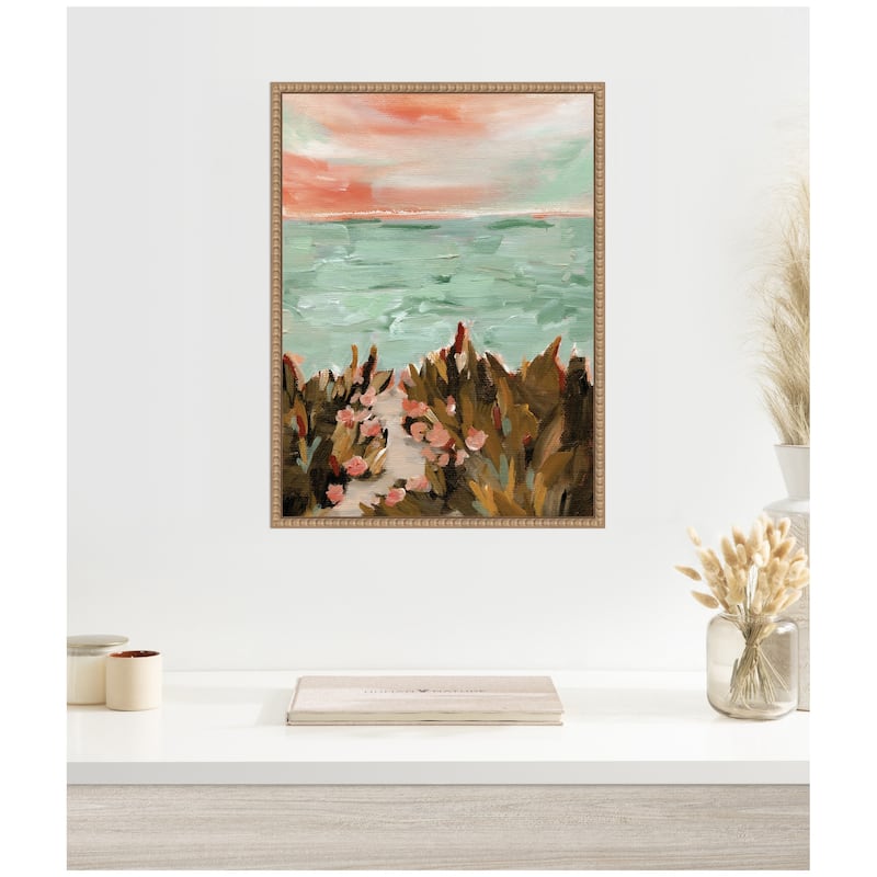 Kate and Laurel Sylvie Landscape 02 Beach Framed Canvas by Annie Quigley