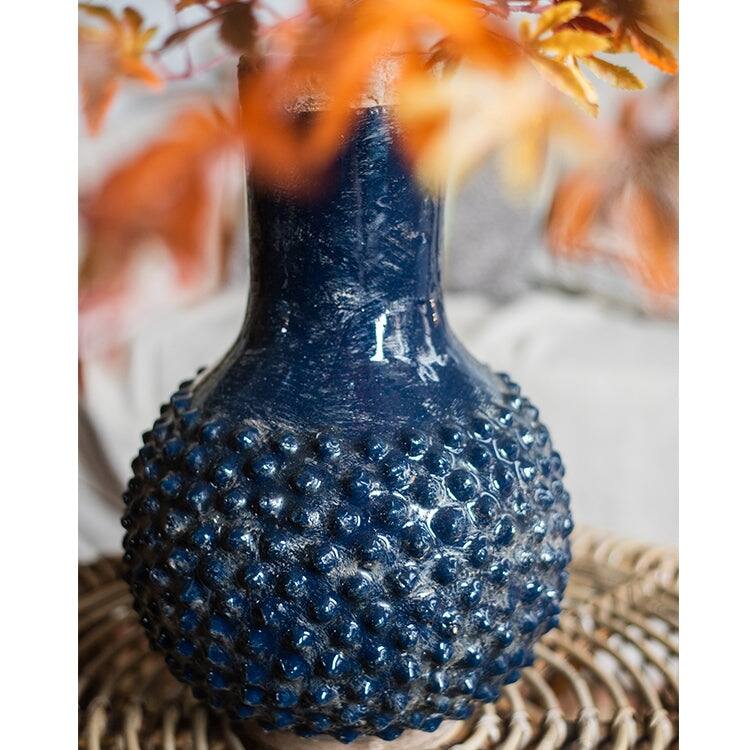 RusticReach Large South East Asia Navy Blue Domo Coarse Pottery Vase