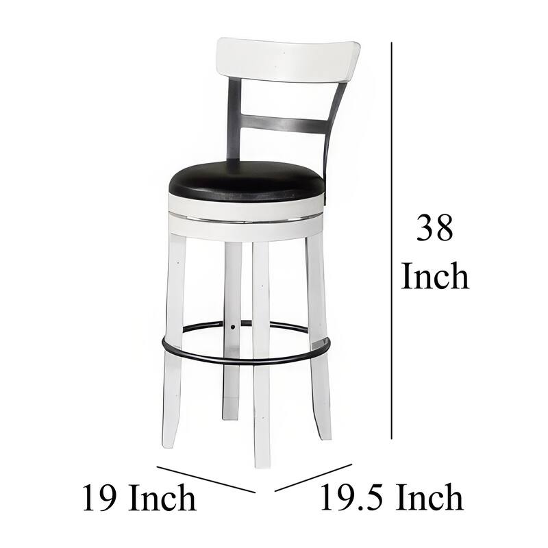 Orso Swivel Barstool Chair Set of 2, Black Faux Leather, White, Black
