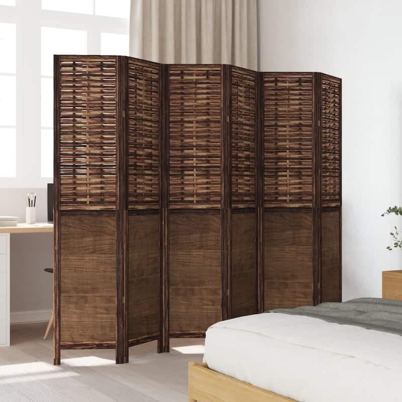 vidaXL Room Divider Privacy Screen Living Room Dark Brown Solid Wood Paulownia