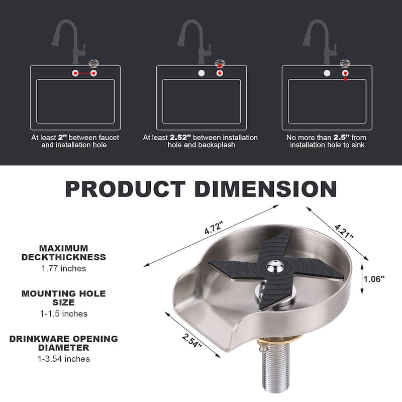 WOWOW Stainless Steel Glass Rinser for Kitchen Sink