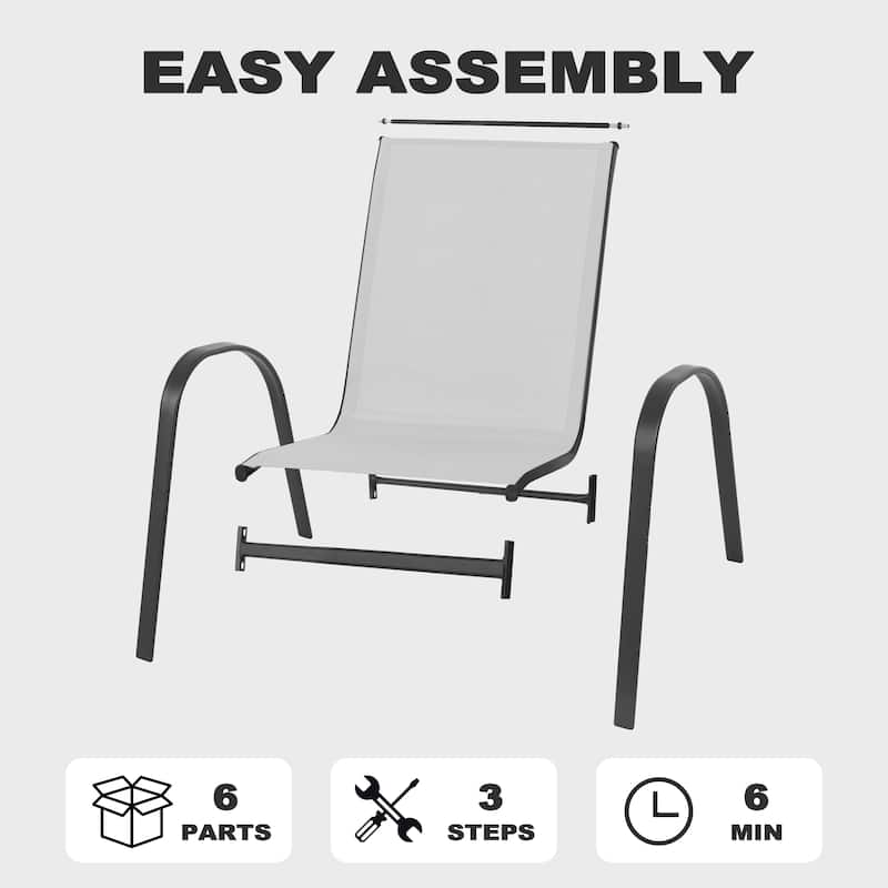 Patio 4-Piece Textilene Dining Chairs with Armrests and Stackable Design