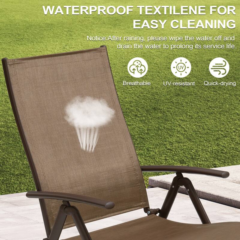 Outdoor Aluminum Folding Recliner Adjustable Chaise Lounge Chairs - See Picture