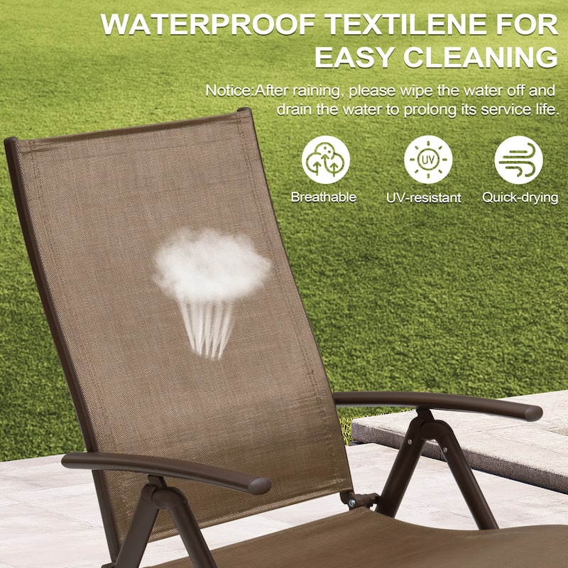 Outdoor Adjustable Aluminum Patio Folding Chaise Lounge Chair