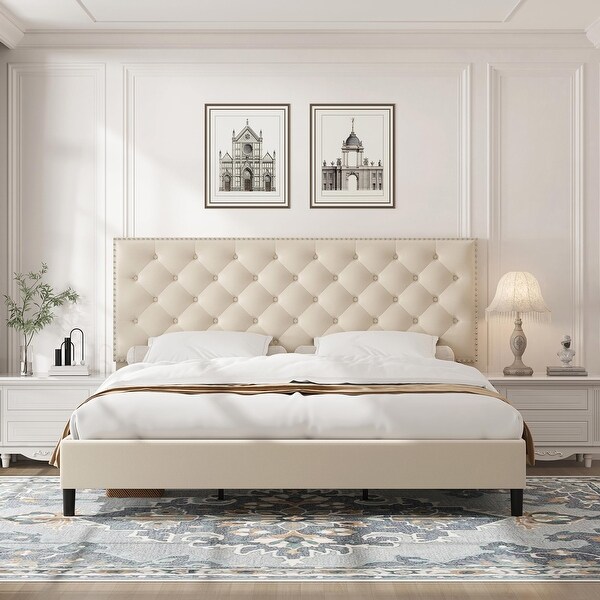 Heavy duty king size bed frame with headboard discount