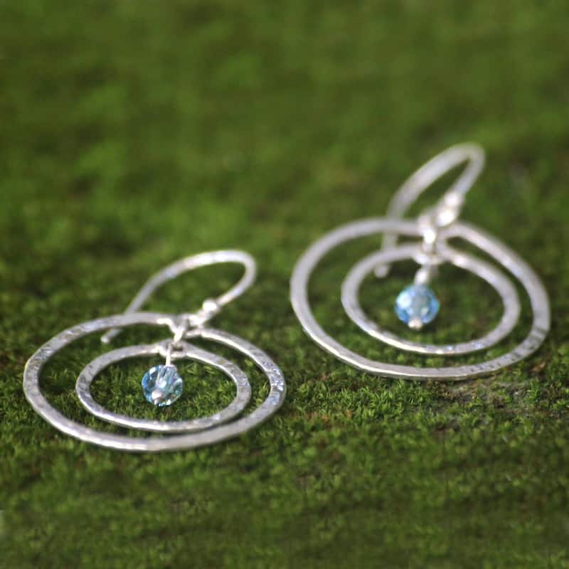 NOVICA Handmade Sterling Silver Blue Halo Earrings (Indonesia) - 1.6*1