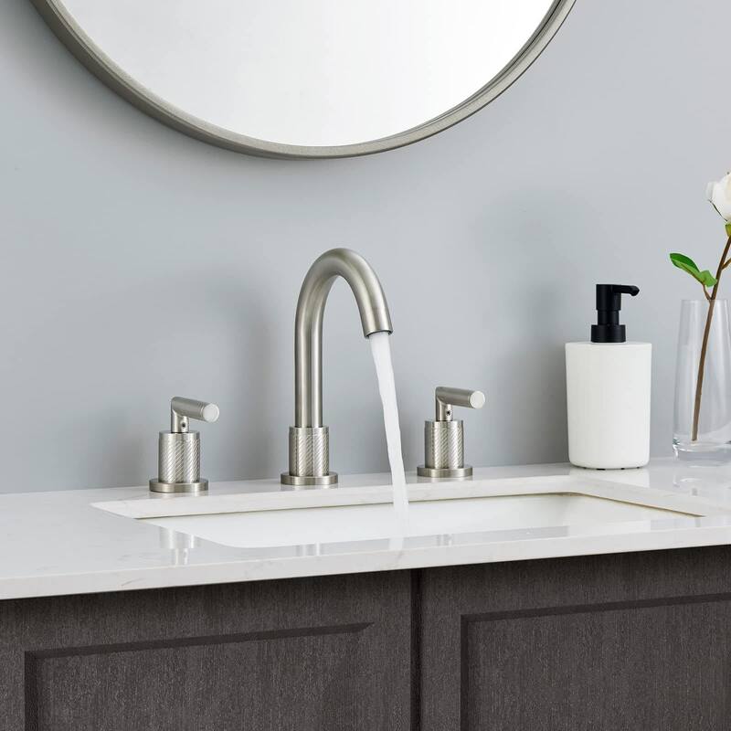 2 Handles Widespread Bathroom Sink Faucet 3 Holes Bathroom Faucet with Pop Up Drain Vanity Tap with CUPC Supply Hoses