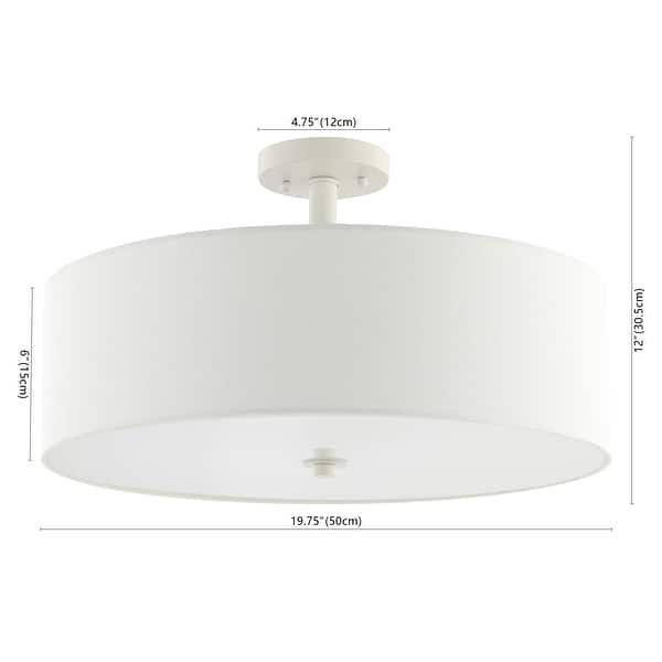 dimension image slide 2 of 3, SAFAVIEH Lighting Jolana 19.75-Inch 3-Light Flush Mount Ceiling Light - 20" W x 20" D x 12" H