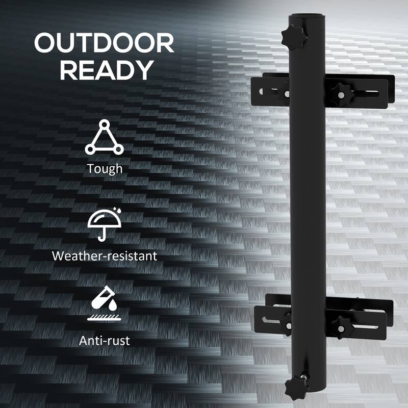 Outsunny Patio Umbrella Holder with Adjustable Clamps, Umbrella Deck Mount Bracket for Railing