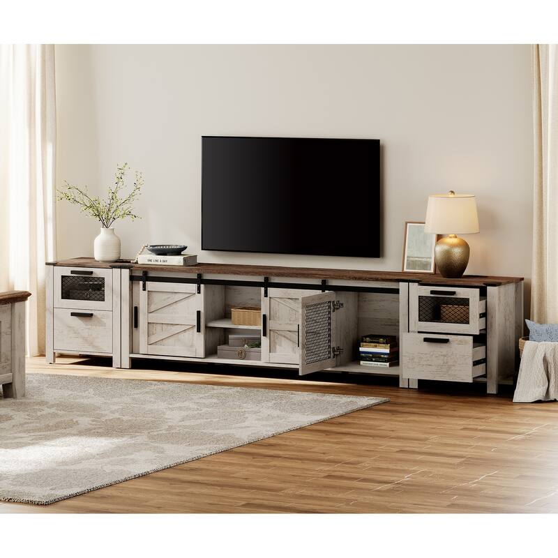 WAMPAT TV Stand set with Charging Station and Drawers - 1 Pack