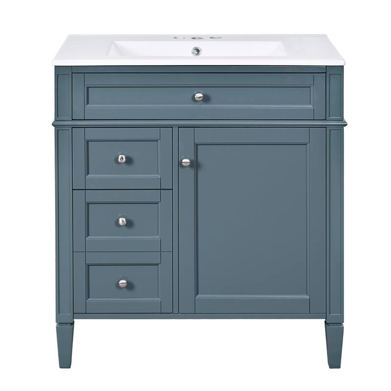 30" Bathroom Vanity with Ceramic Sink - Light Blue