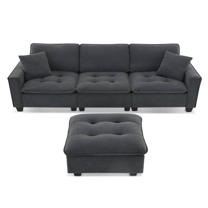 Convertible Sectional Sofa, L-shaped Reversible Couch Set