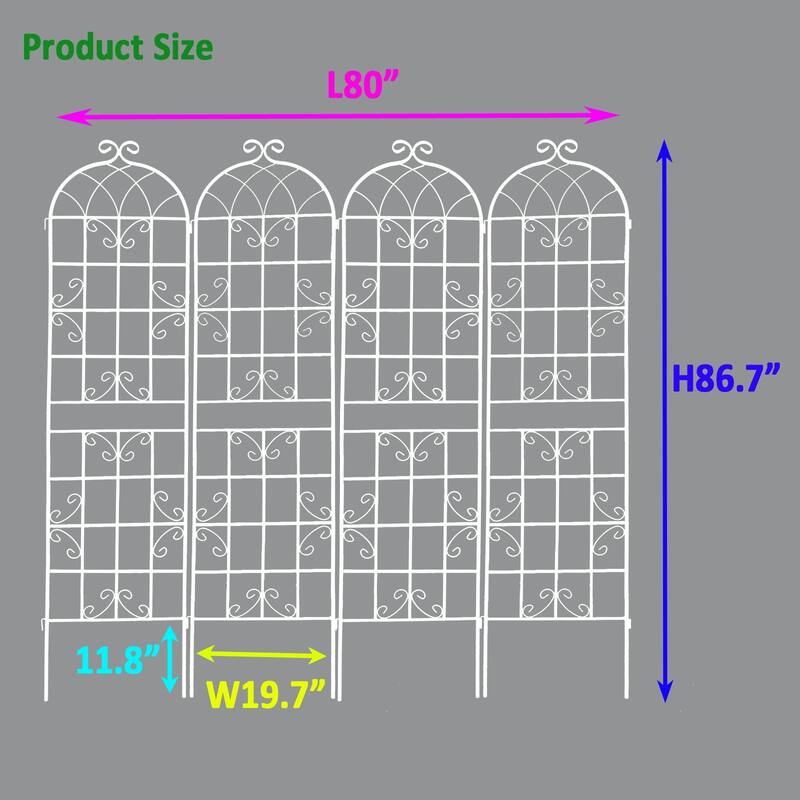 Metal Garden Trellis for Climbing Plants, 2/4 Pack Garden Fence Rustproof Vine Screen Trellis Frame Grow Support Outdoor Trellis