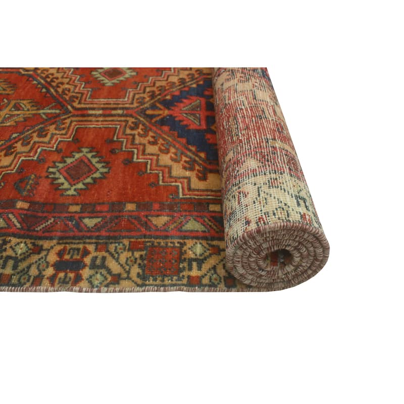 Fine Vintage Distressed Aysha Rust/Navy Runner - 3'0" x 10'9"