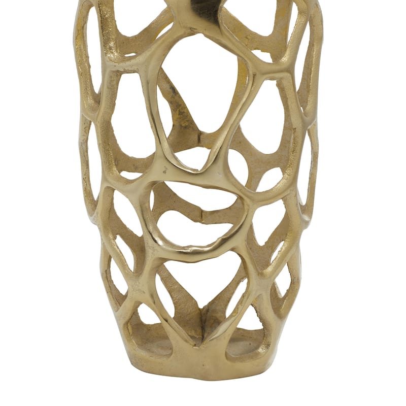 Aluminum Metal Cutout Coral Decorative Vase - Gold or Silver - Roche River Decor