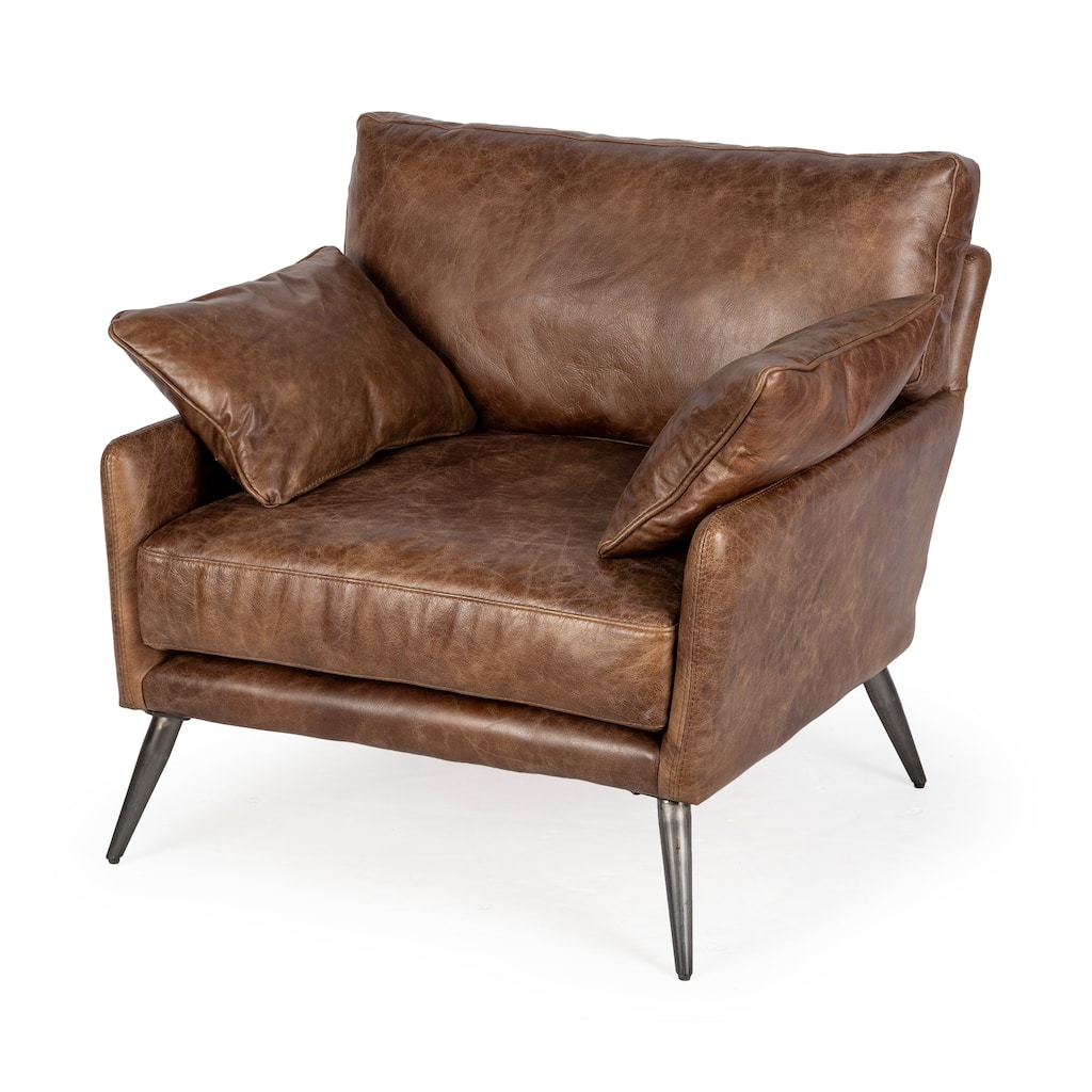Cochrane I Brown Leather Wrapped Chair - 34.5L x 33.0W x 32.5H