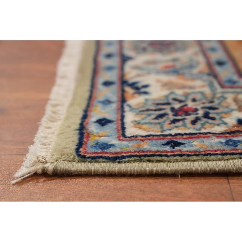 Hand Knotted Oriental 100% Kork Wool Carpet Traditional All-Over Peach Kashan Area Rug - 12' 0'' X 8' 7''