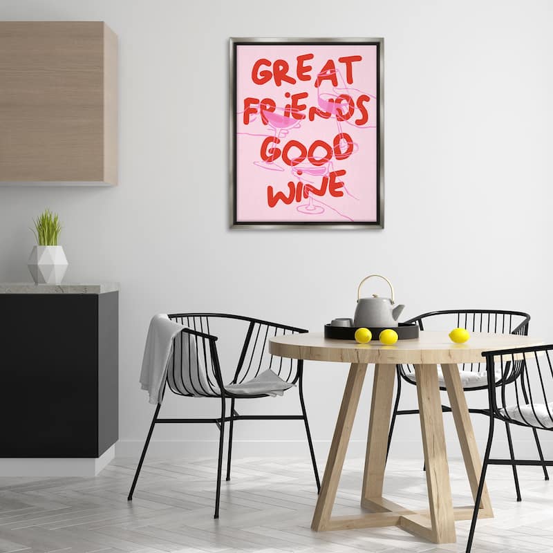 Stupell Great Friends Good Wine Framed Floater Canvas Wall Art Design By House of Lulu