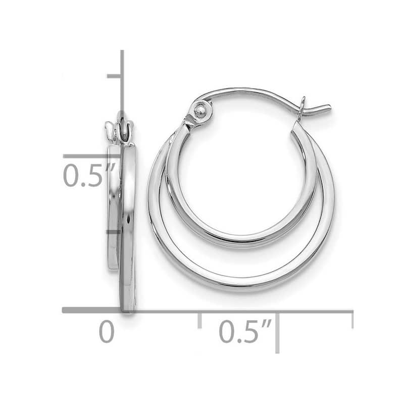 Curata 14k White Gold Polished Hinged 18mm Double Hoop Earrings