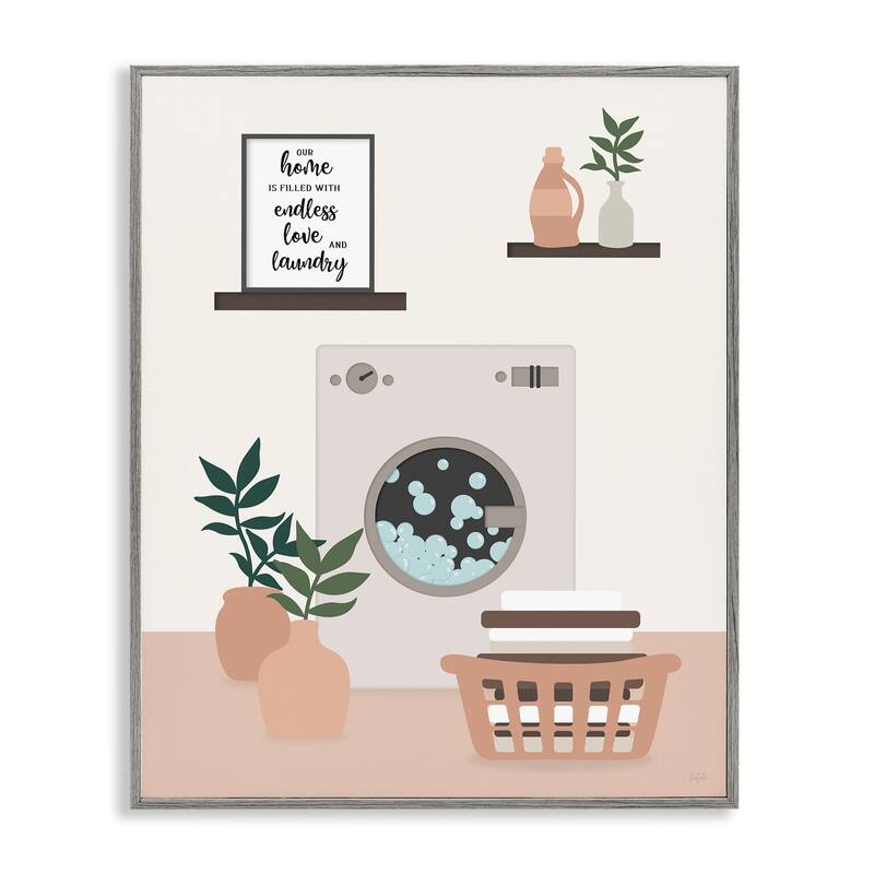Stupell Modern Family Laundry Phrase Framed Giclee Art Design By Natalie Carpentieri - 16 x 20 - Grey