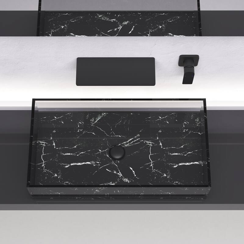 Modern Single Handle Bathroom Sink Faucet with Waterfall Spout Design and Adjustable Water Temperature and Flow - Black