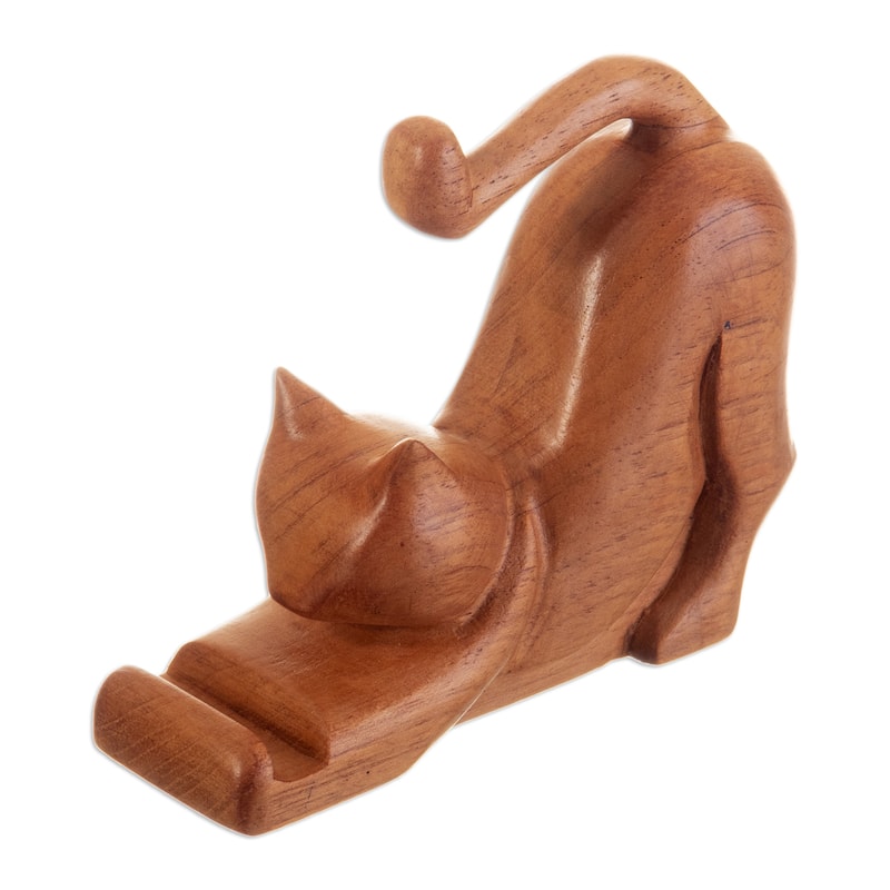 Novica Handmade Convenient Elegance Wood Phone Holder