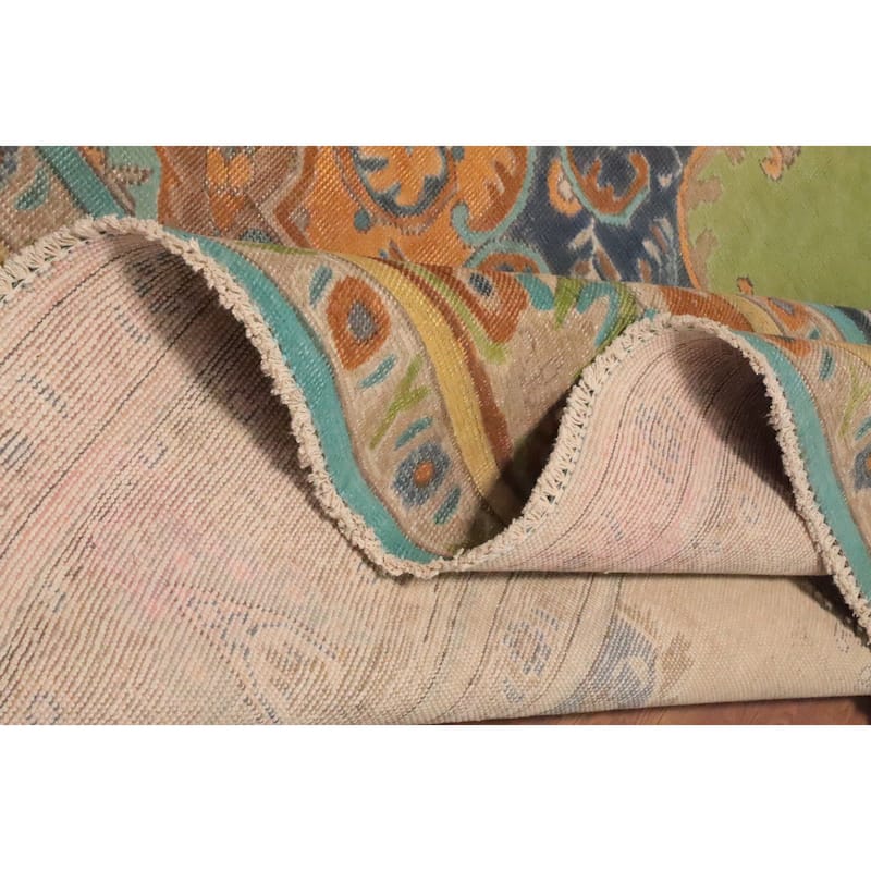 Hand Knotted Oriental 100% Wool Carpet Traditional Floral Green Tabriz Area Rug - 12' 4'' X 9' 8''