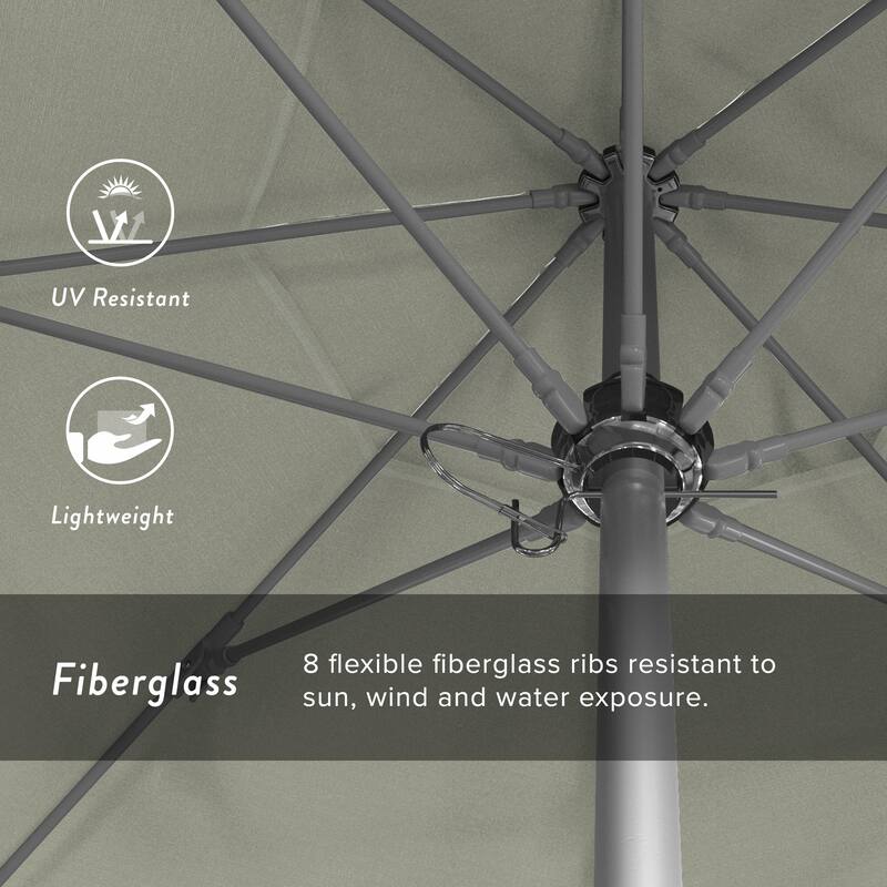 California Umbrella 7.5' Rd. Aluminum Frame, Fiberglass Rib Market Umbrella, Push Open,Anodized Silver Finish, Pacifica Fabric