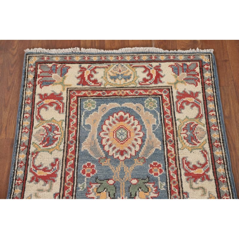 Kazak Runner Rug Handmade Oriental Floral Wool Carpet - 2'0" x 5'7"