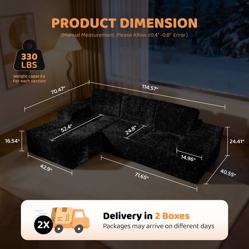 XIZZI Modular Sectional Sofa with L-Shape Chaise