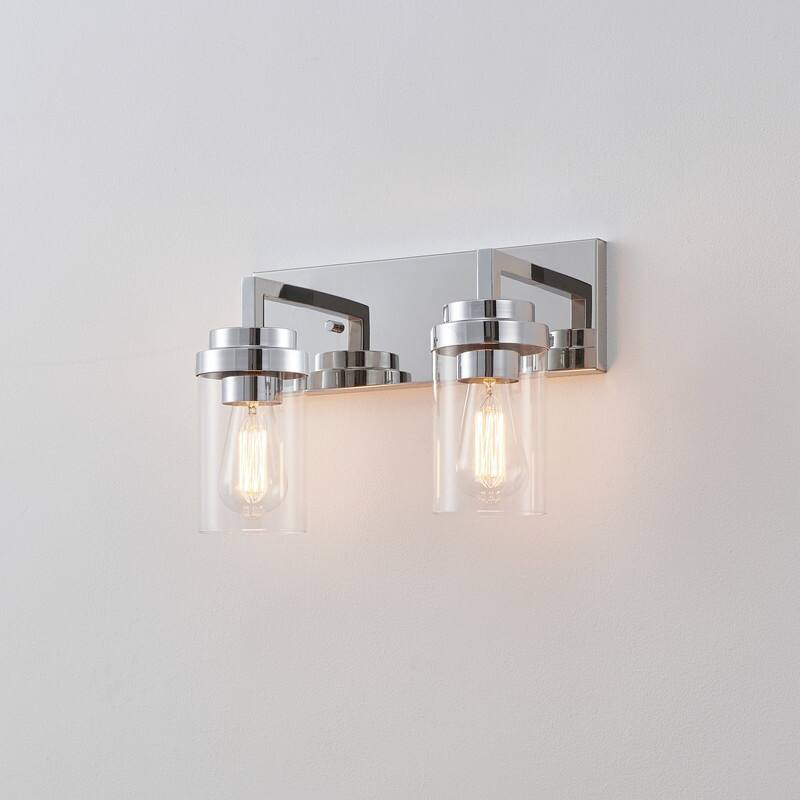 KAWOTI 2-Light Dimmable Bathroom Vanity Light with Clear Glass Shade