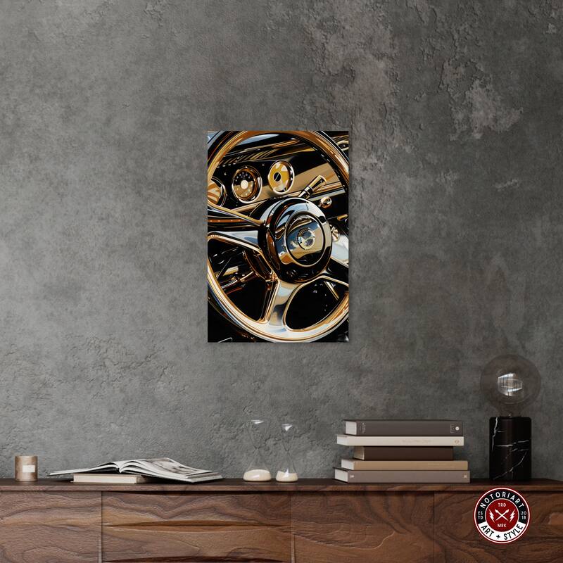Notoriart Elegant Steering Wheel Gallery Wrapped Car 1 Piece Canvas Wall Art