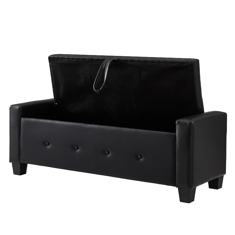 Multi-Functional 48" PU Leather Storage Ottoman Bench for Hallway & Entryway