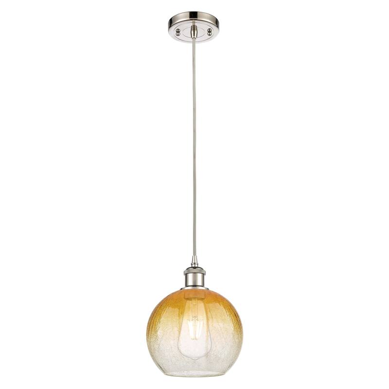 Innovations Lighting Endless Possibilities Ballston - Brookhaven Globe - 1 Light 8" Cord Hung Mini Pendant - Polished Nickel/Amber