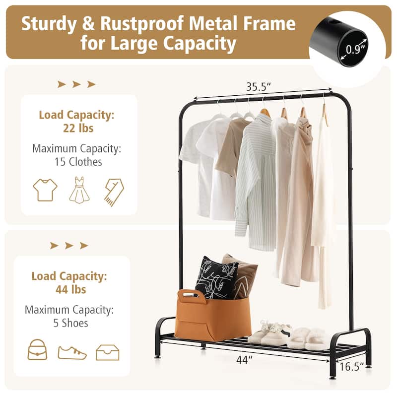 CostwayIndustrial Metal Garment Rack Heavy Duty Floor Cloth Rack w/