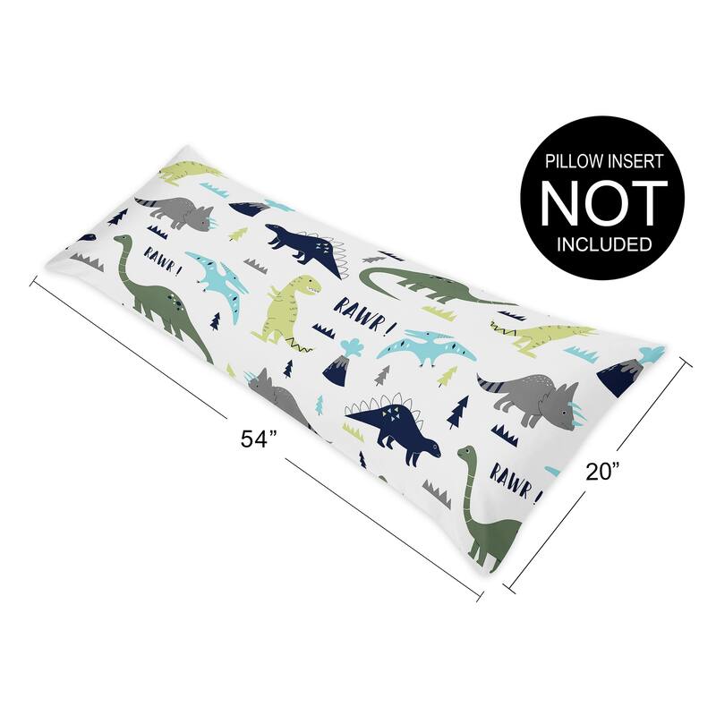 Sweet Jojo Designs Blue and Green Mod Dinosaur Collection Microfiber Body Pillow Case - Multi