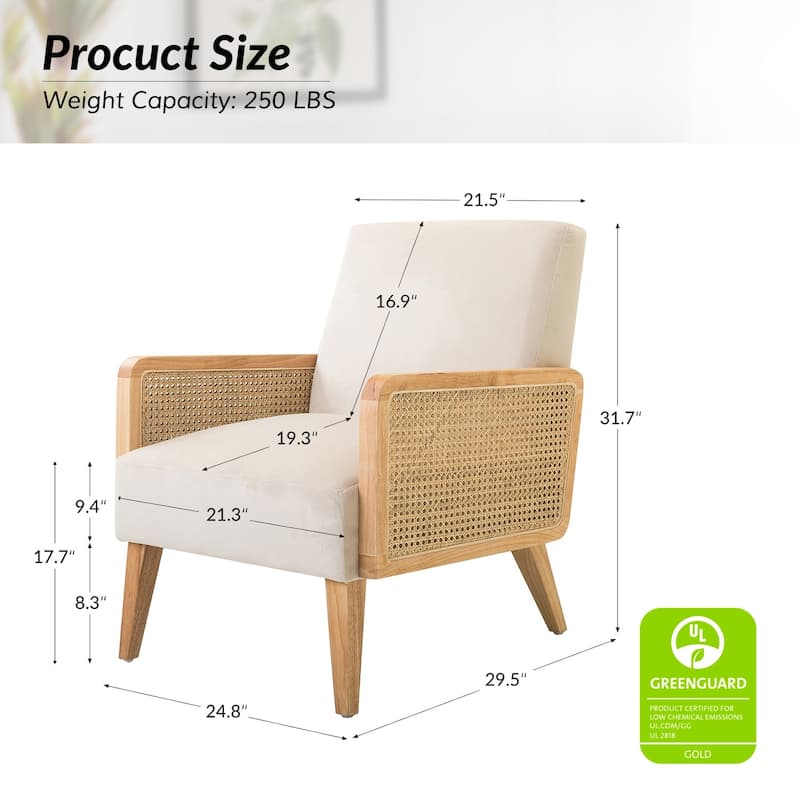 Carmina Upholstered Accent Chair with Natural Rattan Arms by HULALA HOME