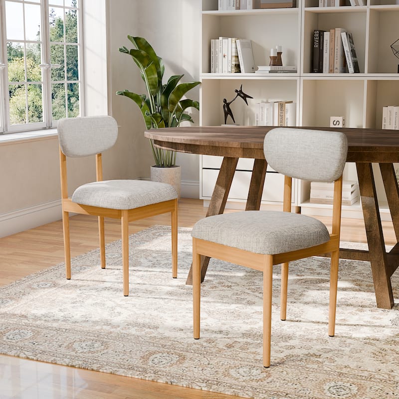 Modern Upholstered Dining Chair with Solid Wood Legs Side Chair for Kitchen Dining Room Living Room (Set of 2)