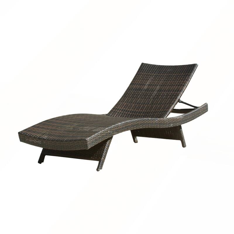 Adjustable Brown Wicker Lounge Chair Set Weather Resistant