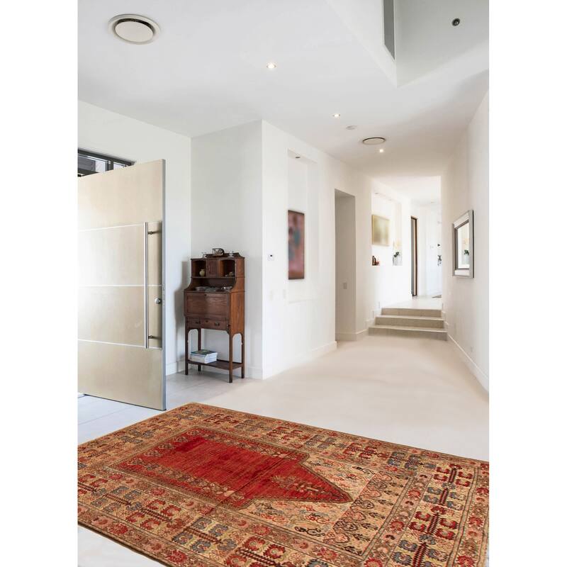 ECARPETGALLERY Hand-knotted Hereke Red Silk Rug - 4'0 x 5'5