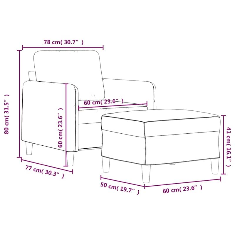 vidaXL Sofa Chair with Footstool Living Room Accent Upholstered Chair Fabric