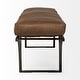 preview thumbnail 3 of 20, Jessie 55L x 16W Brown Leather Seat W/Black Metal Base Accent Bench - 55.0L x 16.0W x 19.0H