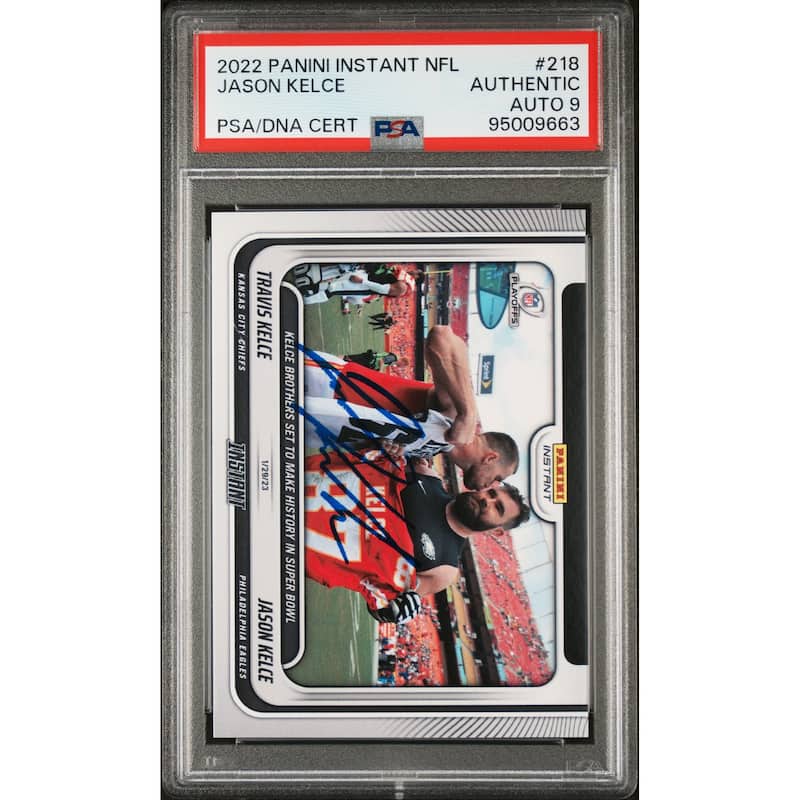 Jason Kelce 2022 Panini Instant Signed Football Card #218 Auto PSA 9 95009663 - 8'6" x 11'6"