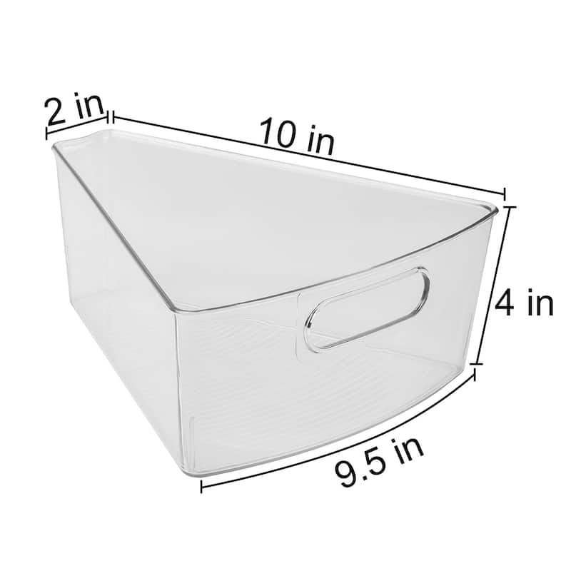 4-Pack Lazy Susan Organizer w/ Front Handle, Wedge Storage Bin Cabinet Container