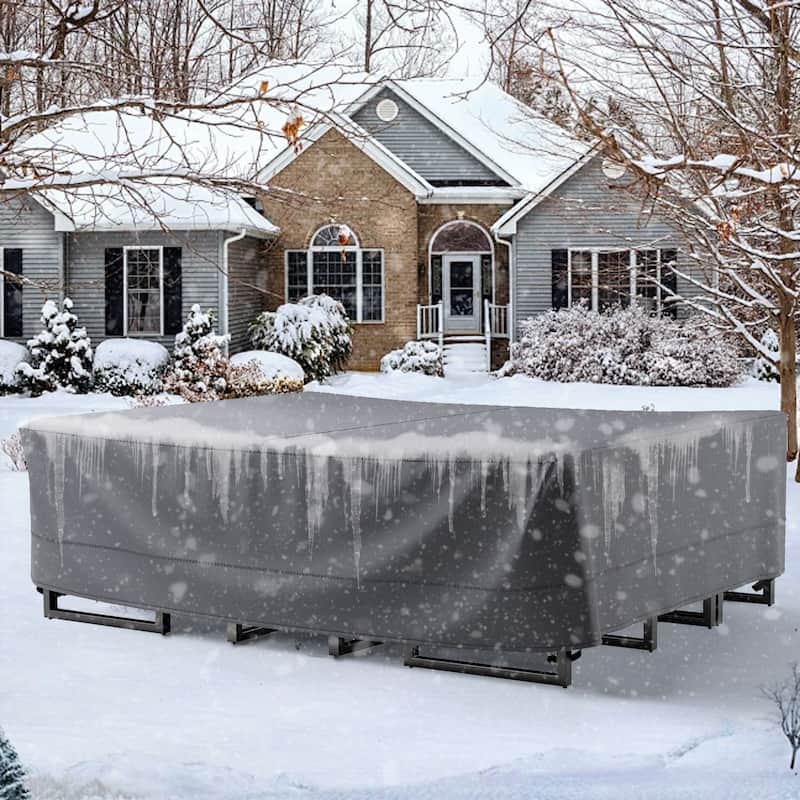 None Durable Outdoor Furniture Cover 600D Oxford Fabric - L: 110"W x 84"D x 28"H - Grey