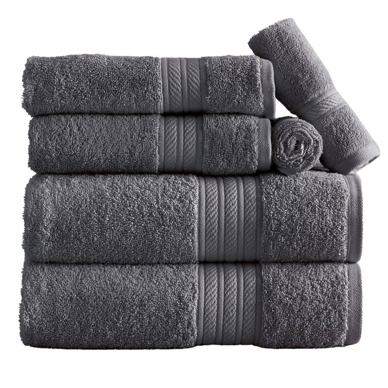 Luxurious Cotton Eco-Friendly Towel Set - 6 Piece Set - Dark Grey
