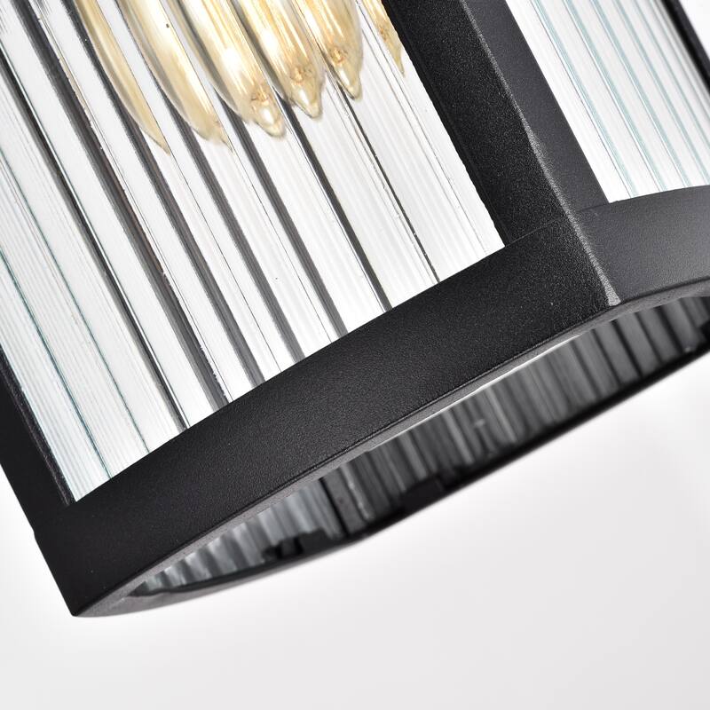 1-light Textured Black Outdoor Wall Lantern