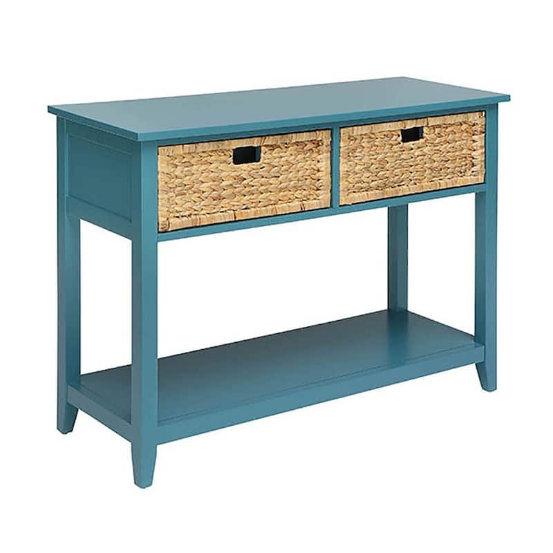 Splendid Teal Console Table with Bottom Shelf